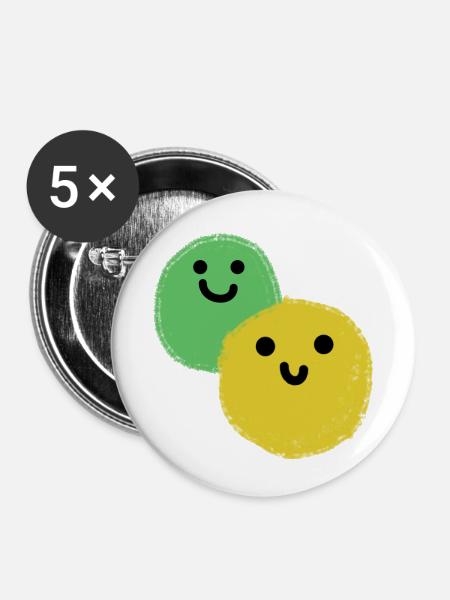 Zwei Bälle - Buttons klein 25 mm (5er Pack) - Weiß