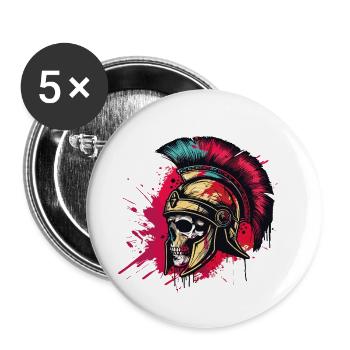 Spartaner Totenkopf Gladiator - Buttons klein 25 mm (5er Pack) - Weiß - Vorne
