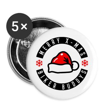Joyeux Noël Copains Motards - Lot de 5 petits badges (25 mm) - blanc - Devant