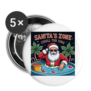 Père Noël piscine Cadeaux amusants Noël - Lot de 5 petits badges (25 mm) - blanc - Devant