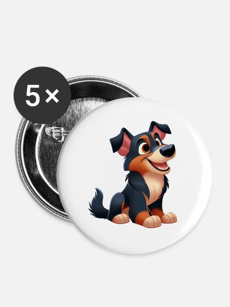 Beauceron 3 - Buttons klein 25 mm (5er Pack) - Weiß