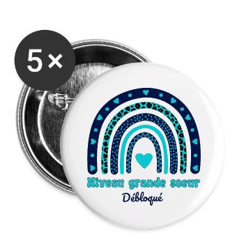 Big Sister Level Unlocked - Buttons small 1''/25 mm (5-pack) - white - Front