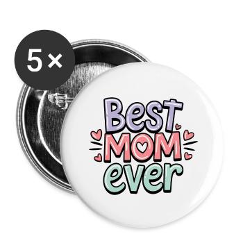Beste Mama aller Zeiten 2° - Buttons klein 25 mm (5er Pack) - Weiß - Vorne