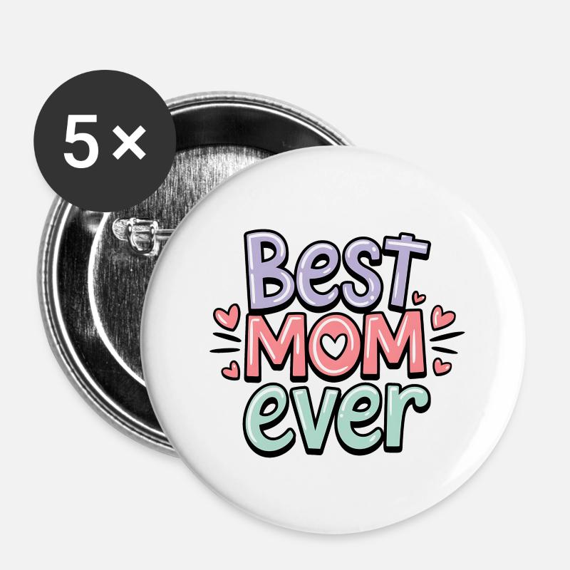 Beste Mama aller Zeiten 2° - Buttons klein 25 mm (5er Pack) - Weiß