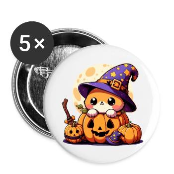 Cute Little Halloween Cat - Buttons small 1''/25 mm (5-pack) - white - Front