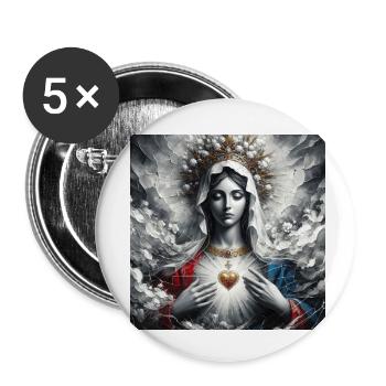 Holly Mary Maria Madonna Mariana Virgin Mary Holy - Buttons small 1''/25 mm (5-pack) - white - Front