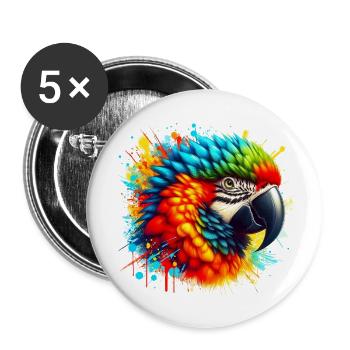 Papagei - Buttons klein 25 mm (5er Pack) - Weiß - Vorne