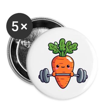 Carotte Haltérophile Mignon - Lot de 5 petits badges (25 mm) - blanc - Devant