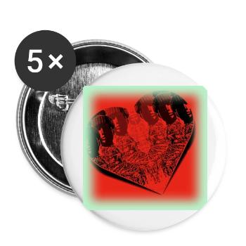 Rot Herz und... - Buttons klein 25 mm (5er Pack) - Weiß - Vorne
