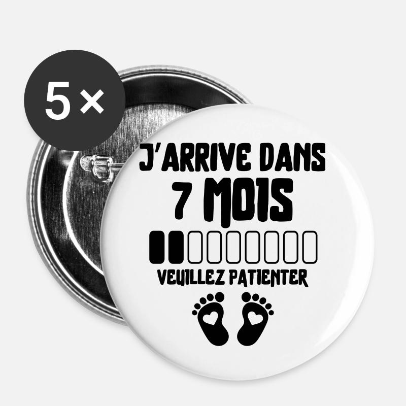 Werdender Vater, werdende Mutter, Schwangerschaft - Buttons klein 25 mm (5er Pack) - Weiß