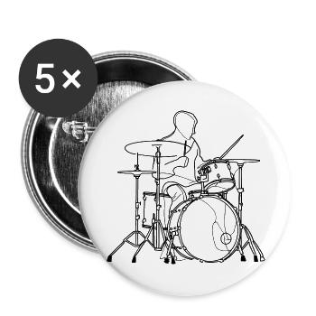 Dessin du batteur - Lot de 5 petits badges (25 mm) - blanc - Devant