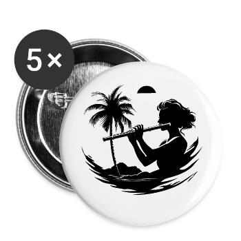 Graphic Flutist - Buttons small 1''/25 mm (5-pack) - white - Front