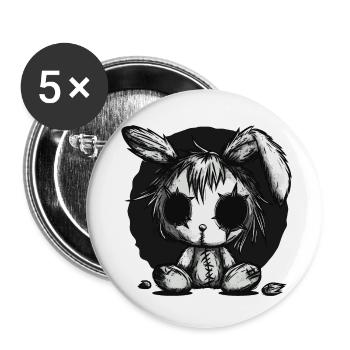 Mignon lapin effrayant - Lot de 5 petits badges (25 mm) - blanc - Devant