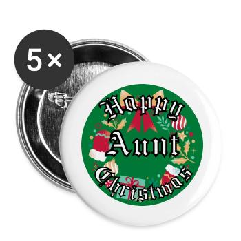 Happy Christmas Aunt - Buttons small 1''/25 mm (5-pack) - white - Front