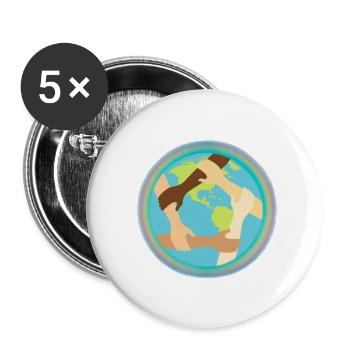 Unité mondiale et entraide - Lot de 5 petits badges (25 mm) - blanc - Devant