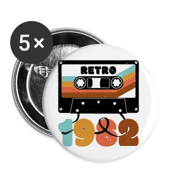 Rétro des années 1980 Boho Cassette T-Shirt Design - Lot de 5 petits badges (25 mm) - blanc - Devant
