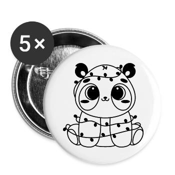 panda kawaii - Lot de 5 petits badges (25 mm) - blanc - Devant