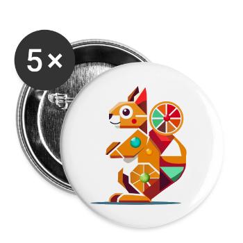 Écureuil géométrique Accroche-regard coloré - Lot de 5 petits badges (25 mm) - blanc - Devant