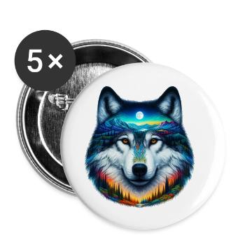 Wolf - Buttons klein 25 mm (5er Pack) - Weiß - Vorne