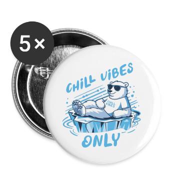 Nur Chill Vibes - Tranquil Polar Bear - Buttons klein 25 mm (5er Pack) - Weiß - Vorne