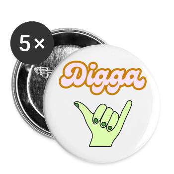 Digga Swag Handzeichen Dikka cool - Buttons klein 25 mm (5er Pack) - Weiß - Vorne