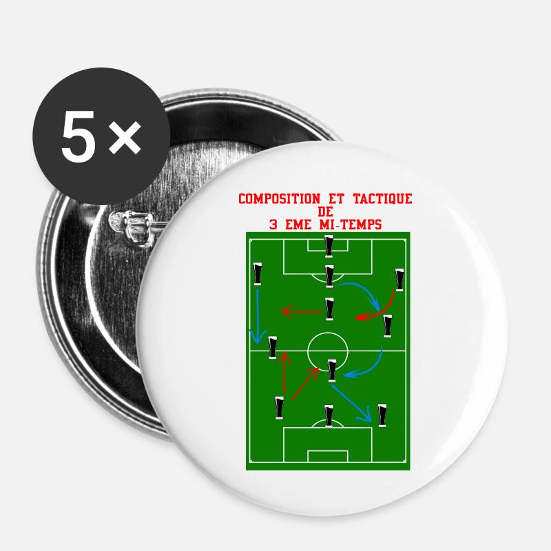 3. Halbzeit - Buttons klein 25 mm (5er Pack) - Weiß