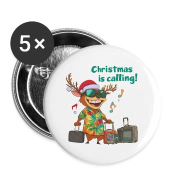 Christmas Is Calling - Buttons klein 25 mm (5er Pack) - Weiß - Vorne