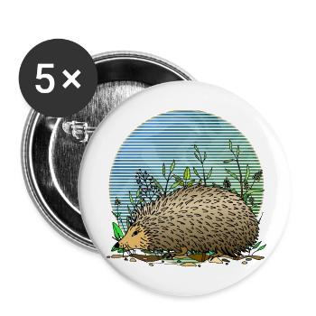 Igel - Buttons klein 25 mm (5er Pack) - Weiß - Vorne