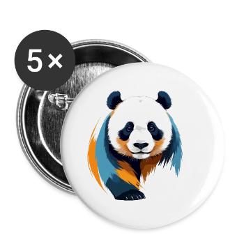 Panda Vektor Kunst mit lebendigen Farben Illustration - Buttons klein 25 mm (5er Pack) - Weiß - Vorne