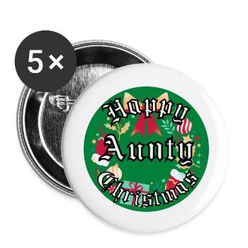 Happy Christmas Aunty - Buttons small 1''/25 mm (5-pack) - white - Front