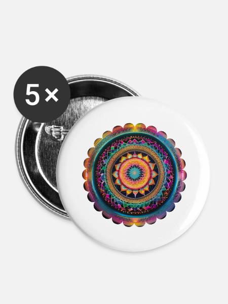 Futuristisches Mandala - Buttons klein 25 mm (5er Pack) - Weiß