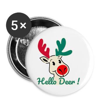 Hello deer! The Merry Reindeer - Buttons small 1''/25 mm (5-pack) - white - Front