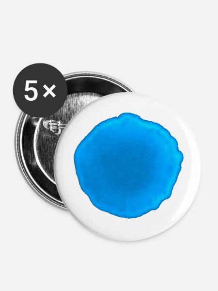 Punkt Blau - Buttons klein 25 mm (5er Pack) - Weiß
