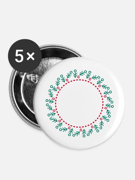 Neujahrs- und Weihnachtskranz - Buttons klein 25 mm (5er Pack) - Weiß