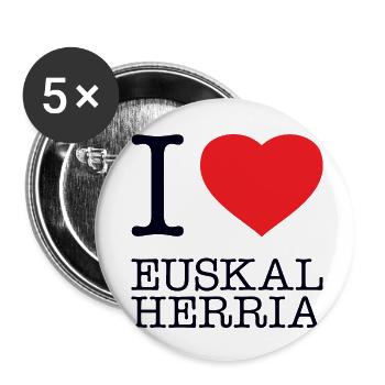 I LOVE EUSKAL HERRIA Basque Country - Buttons small 1''/25 mm (5-pack) - white - Front