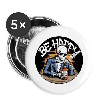 Sois heureux - Lot de 5 petits badges (25 mm) - blanc - Devant