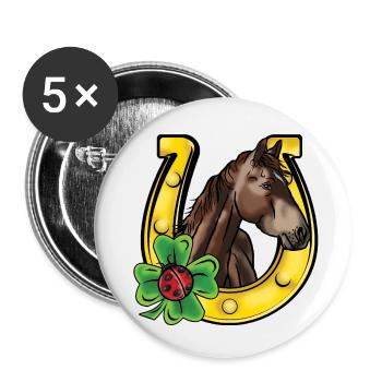 Poney comique dans le bonheur - Lot de 5 petits badges (25 mm) - blanc - Devant