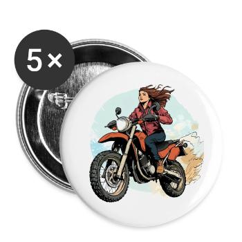 Ready to Roam : la liberté sur deux roues ! - Lot de 5 petits badges (25 mm) - blanc - Devant