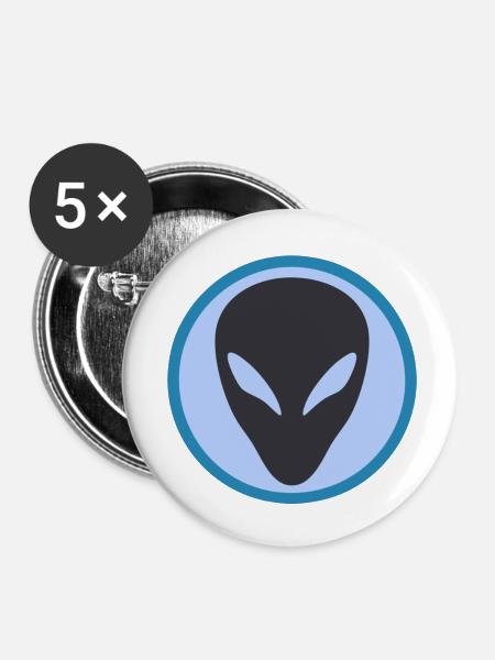 Alien - Buttons klein 25 mm (5er Pack) - Weiß