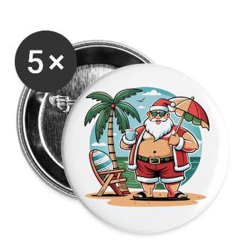 Funny Santa Christmas with a twist - Buttons small 1''/25 mm (5-pack) - white - Front