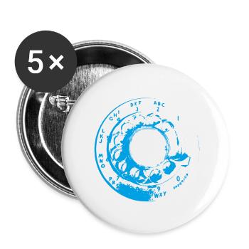Retro Look - Blue - Buttons klein 25 mm (5er Pack) - Weiß - Vorne