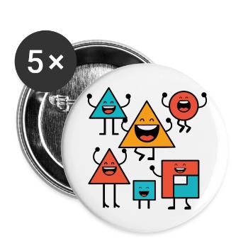 Design "Geo Laughics" - Buttons klein 25 mm (5er Pack) - Weiß - Vorne