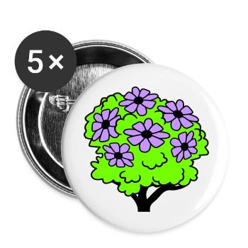 Hübsches 6 Blumen Gebüsch Strauch Blüten Pflanze - Buttons klein 25 mm (5er Pack) - Weiß - Vorne