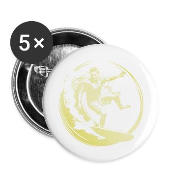 Surfer Man - Buttons small 1''/25 mm (5-pack) - white - Front