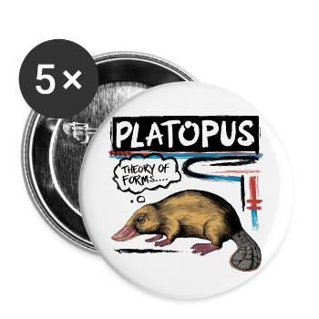 Platopus - Theory of Forms Philosophy - Buttons small 1''/25 mm (5-pack) - white - Front