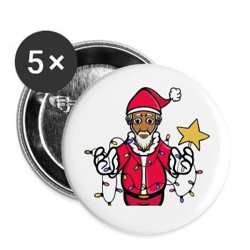 Ein strahlender Weihnachtsmann - Buttons klein 25 mm (5er Pack) - Weiß - Vorne
