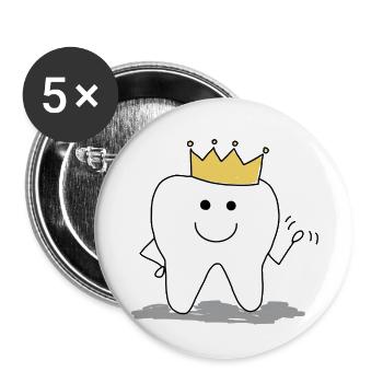 Dent heureuse - Lot de 5 petits badges (25 mm) - blanc - Devant