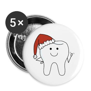 Dent de Noël - Lot de 5 petits badges (25 mm) - blanc - Devant