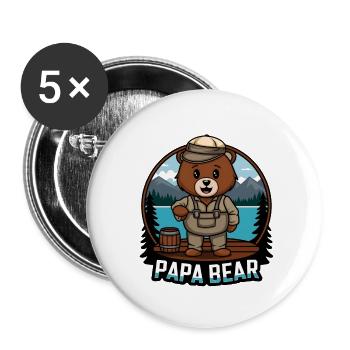 Papa Bear - Buttons small 1''/25 mm (5-pack) - white - Front