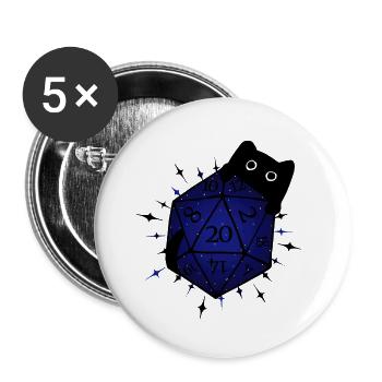 Pen n paper D20 W20 Cat Night Stars Role Play - Buttons small 1''/25 mm (5-pack) - white - Front